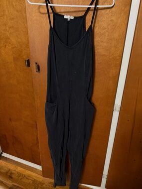 Ultra Flirt Black Spaghetti-Strap Jumpsuit with Side Pockets